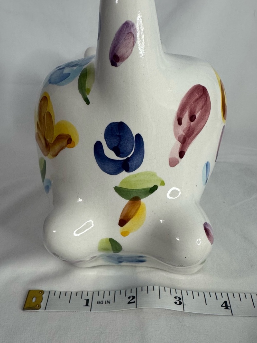 Vintage Floral Cat 10" Figurine Hand Painted Bright Blue Eyes Portugal Pottery - Picture 13 of 14